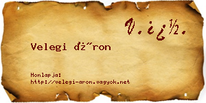 Velegi Áron névjegykártya